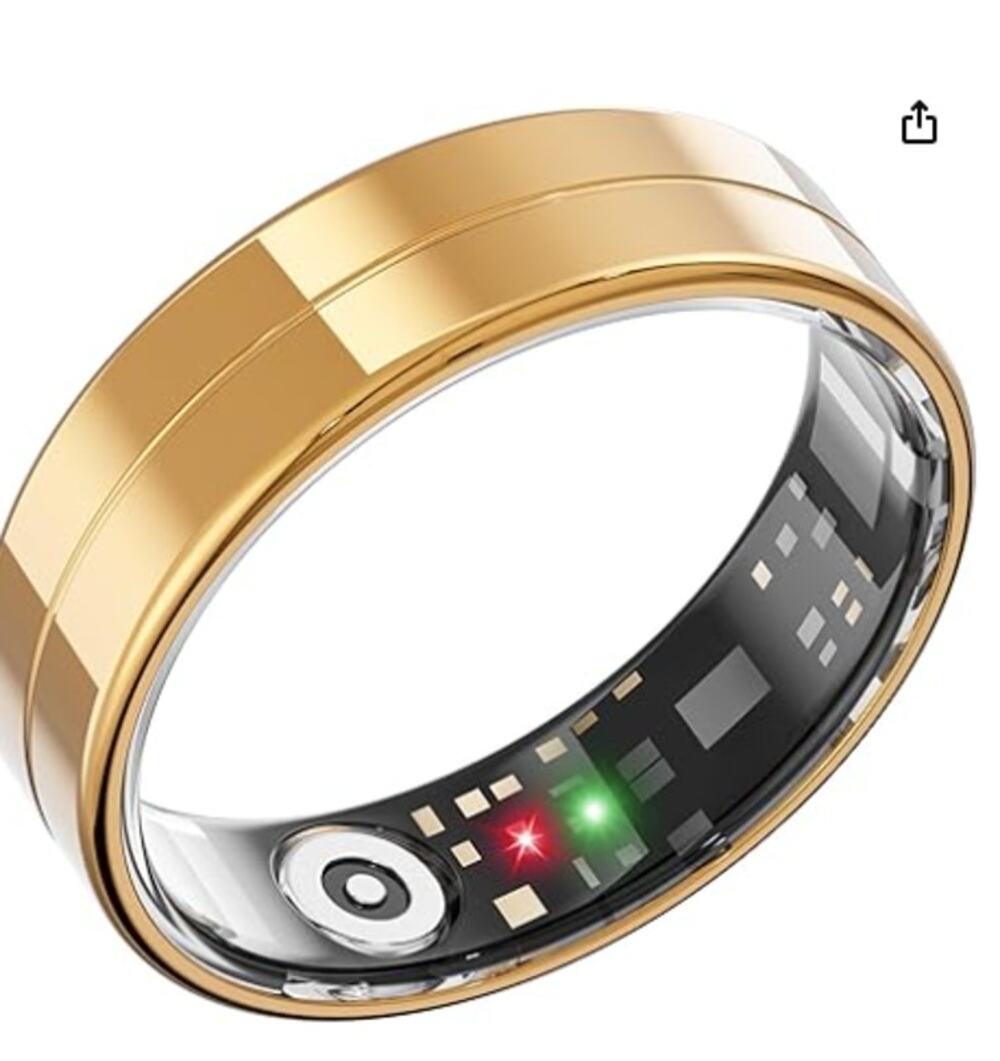 Sz 10 Gold Ultra-Thin Smart Ring, HeartRate,Oxygen,Sleep,BodyTemp, Android & iOS